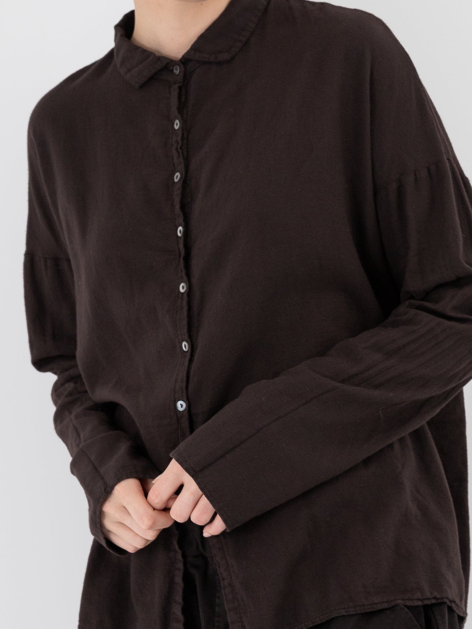 Album di Famiglia Short Collar Shirt LWC in Brown - ALBUM DI FAMIGLIA at Worthwhile - shop TOP