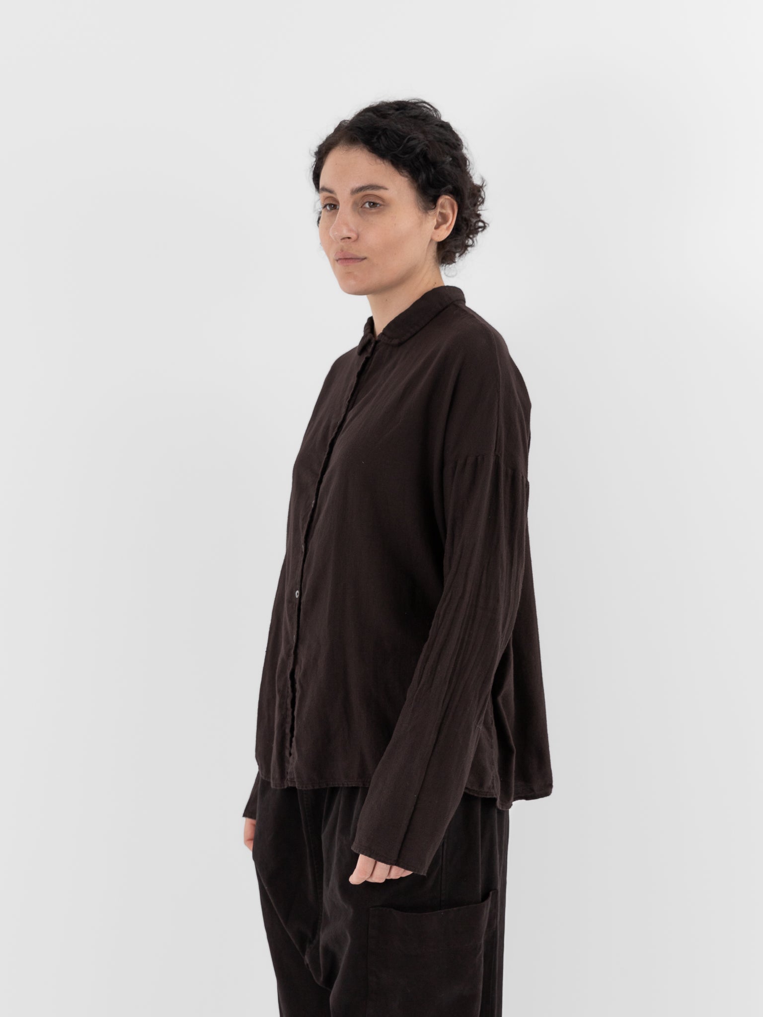Album di Famiglia Short Collar Shirt LWC in Brown - ALBUM DI FAMIGLIA at Worthwhile - shop TOP