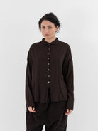 Album di Famiglia Short Collar Shirt LWC in Brown - ALBUM DI FAMIGLIA at Worthwhile - shop TOP