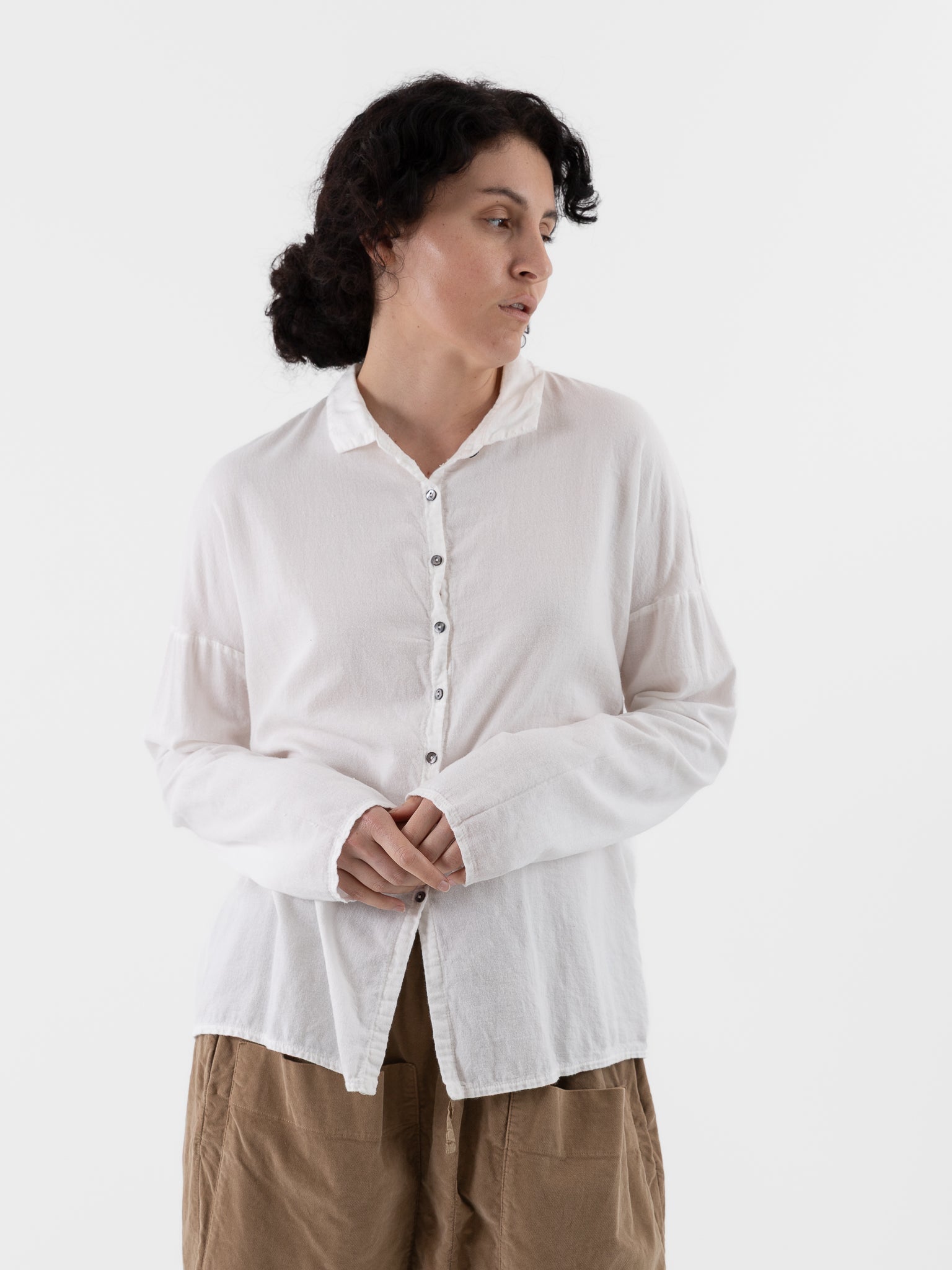 Album di Famiglia Short Collar Shirt LWC in Milk - ALBUM DI FAMIGLIA at Worthwhile - shop TOP