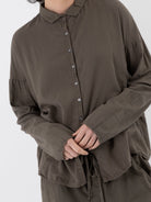 Album di Famiglia Short Collar Shirt LWC in Taupe - ALBUM DI FAMIGLIA at Worthwhile - shop TOP