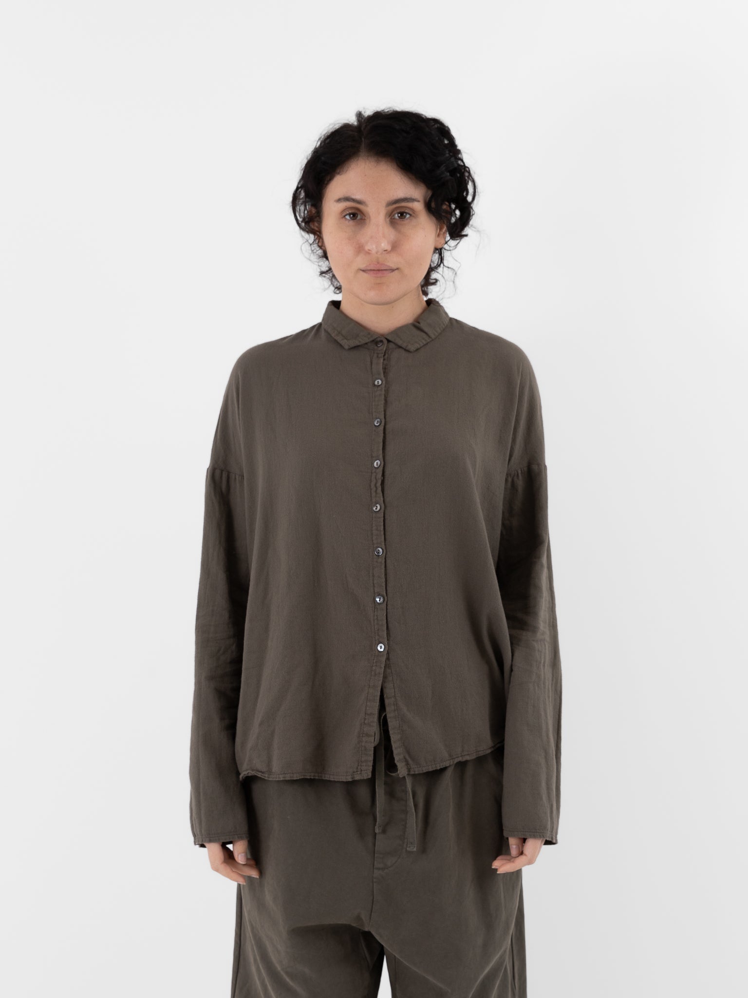 Album di Famiglia Short Collar Shirt LWC in Taupe - ALBUM DI FAMIGLIA at Worthwhile - shop TOP