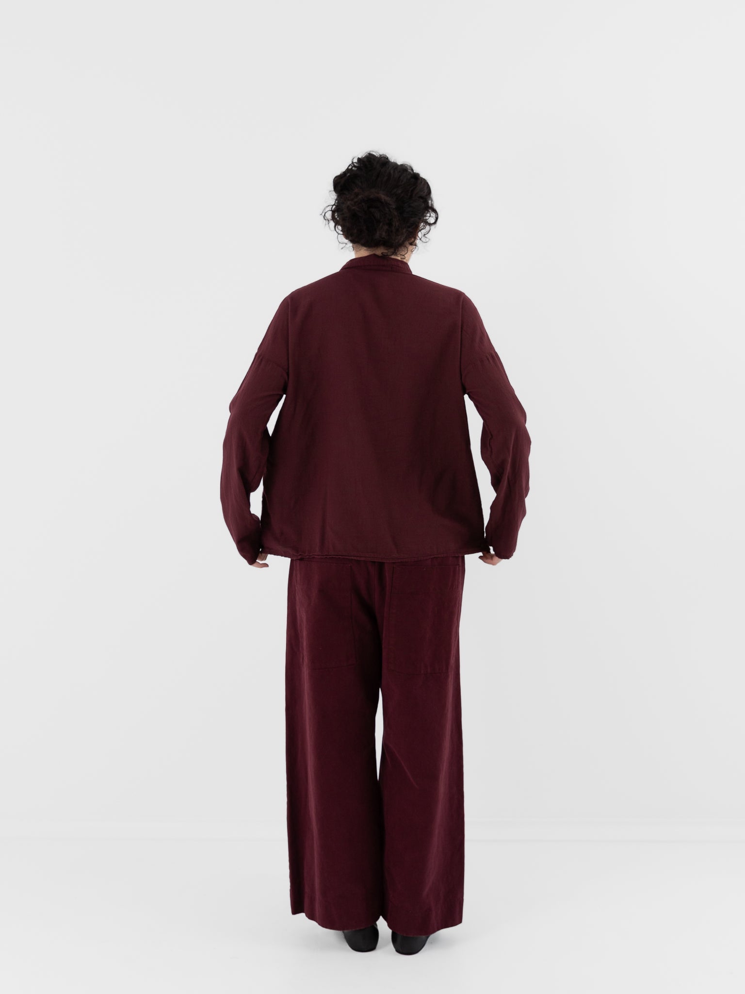 Album di Famiglia Short Collar Shirt LWC in Wine - ALBUM DI FAMIGLIA at Worthwhile - shop TOP