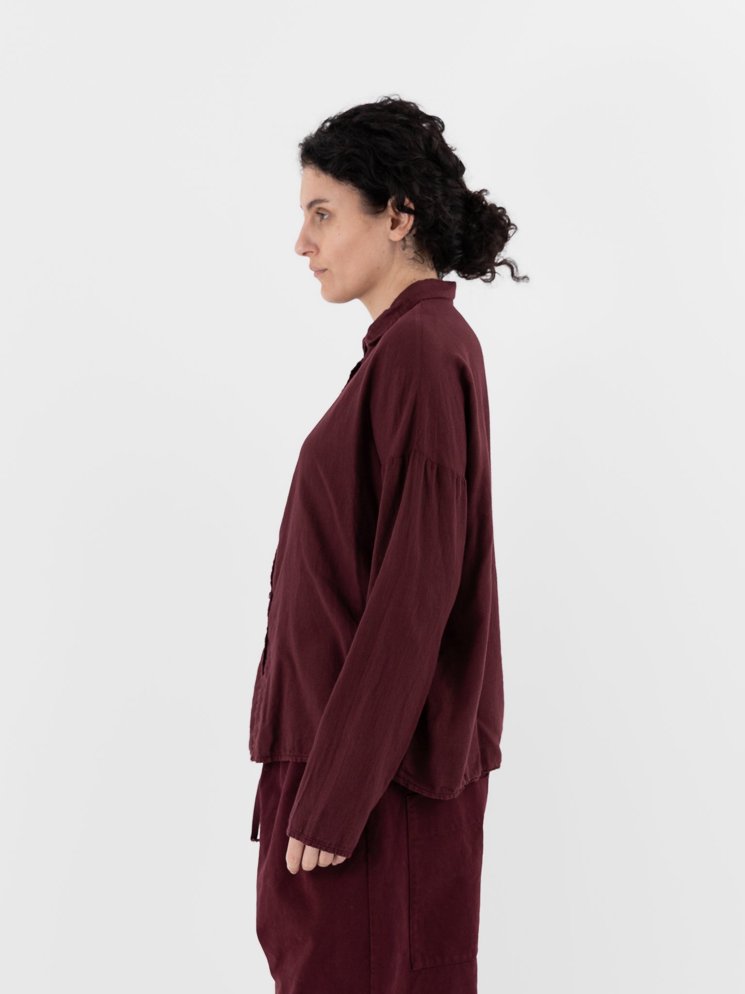 Album di Famiglia Short Collar Shirt LWC in Wine - ALBUM DI FAMIGLIA at Worthwhile - shop TOP