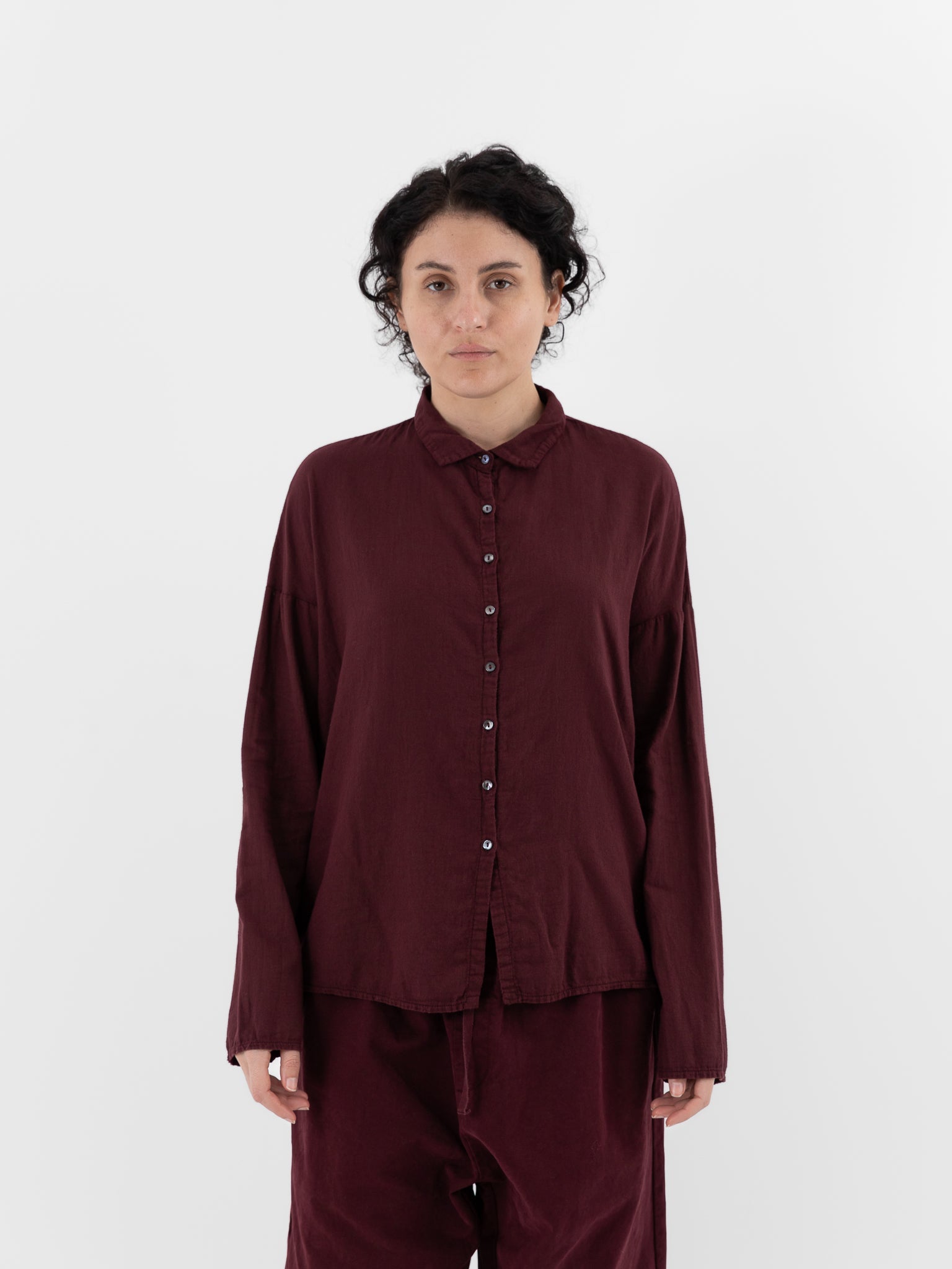 Album di Famiglia Short Collar Shirt LWC in Wine - ALBUM DI FAMIGLIA at Worthwhile - shop TOP