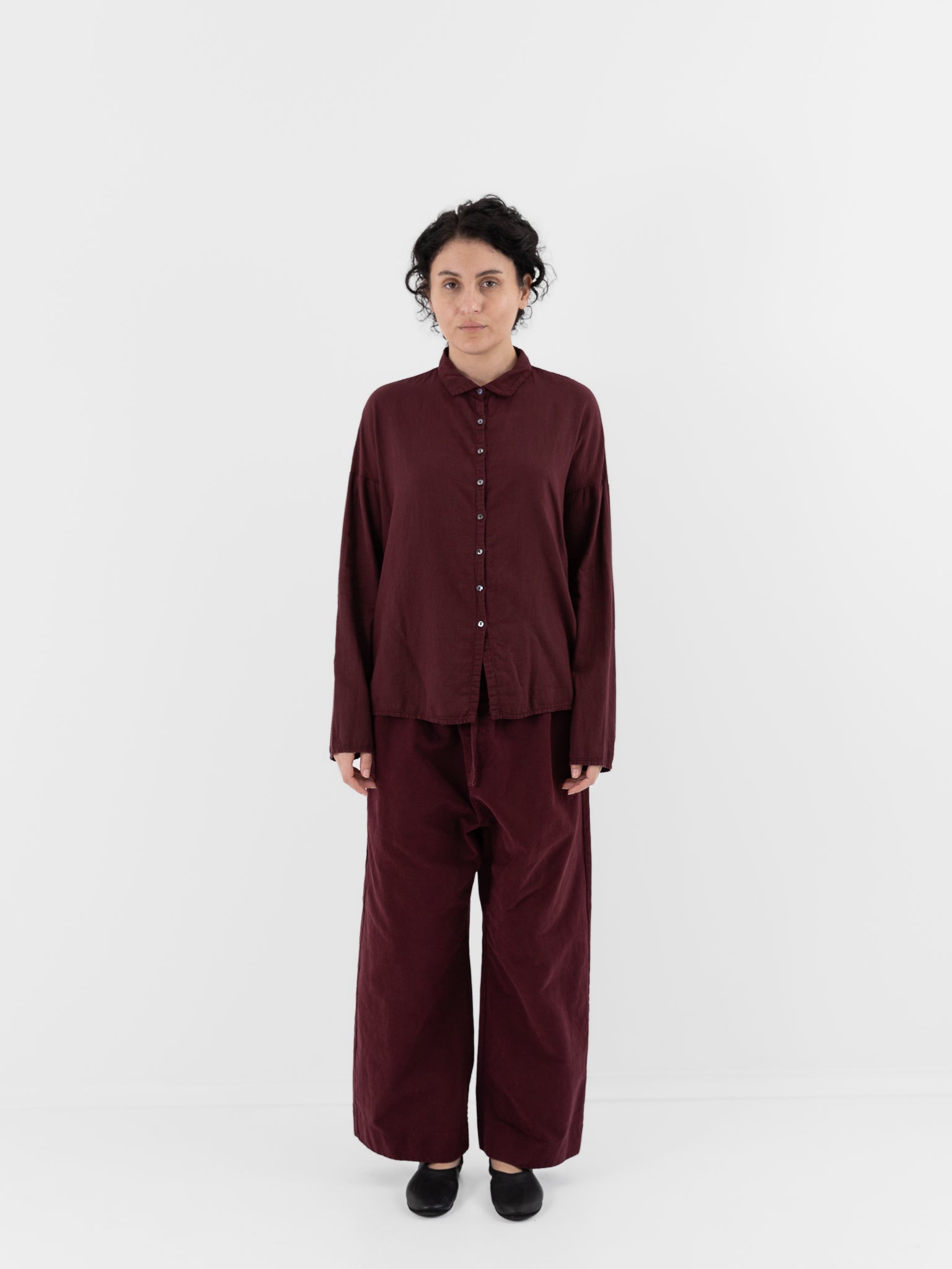Album di Famiglia Short Collar Shirt LWC in Wine - ALBUM DI FAMIGLIA at Worthwhile - shop TOP