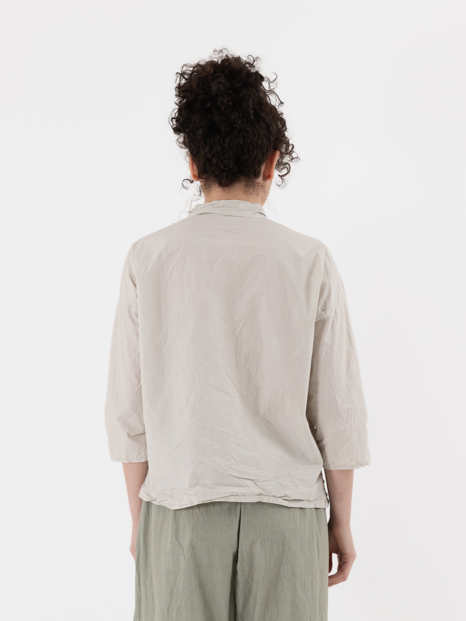 Album di Famiglia Short Collar Shirt in Pebble TC - ALBUM DI FAMIGLIA at Worthwhile - shop TOP