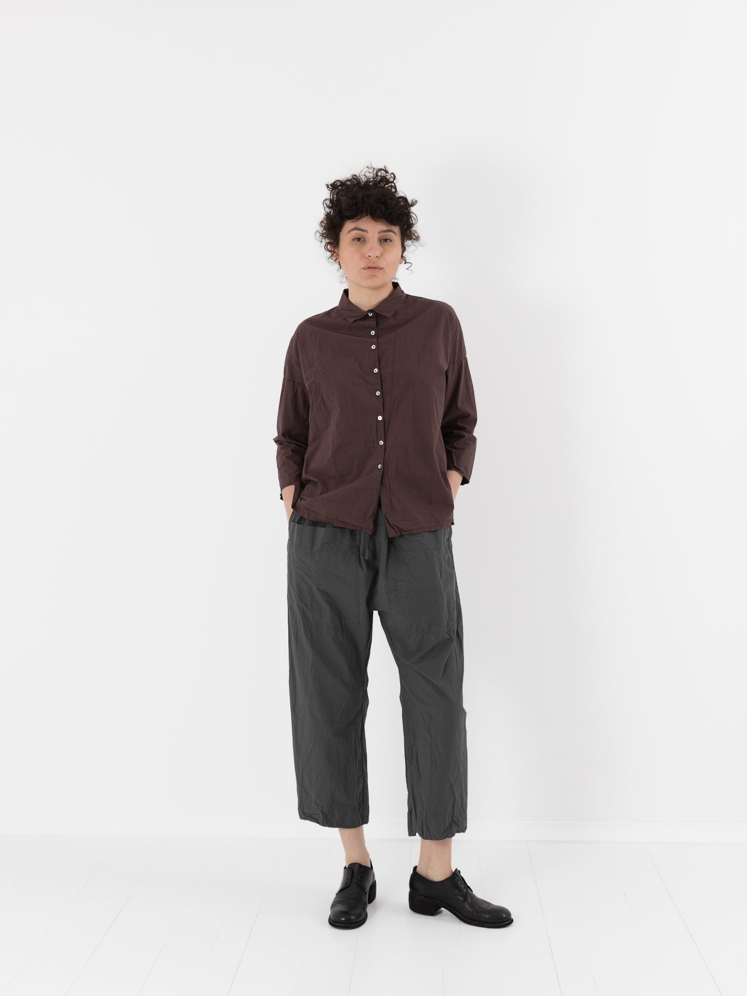 Album di Famiglia Short Collar Shirt in Grape TC - ALBUM DI FAMIGLIA at Worthwhile - shop TOP