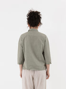 Album di Famiglia Short Collar Shirt in Sage TC - ALBUM DI FAMIGLIA at Worthwhile - shop TOP