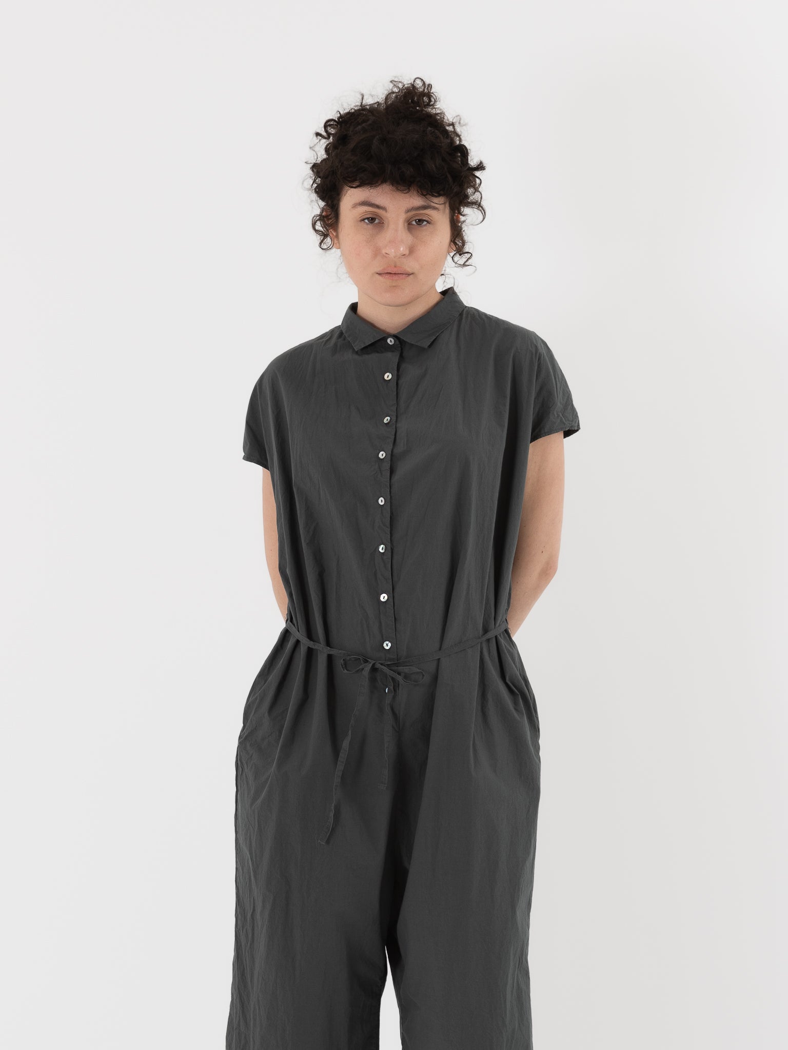 Album di Famiglia Collar Jumpsuit in Thyme TC - ALBUM DI FAMIGLIA at Worthwhile - shop JUMPSUIT
