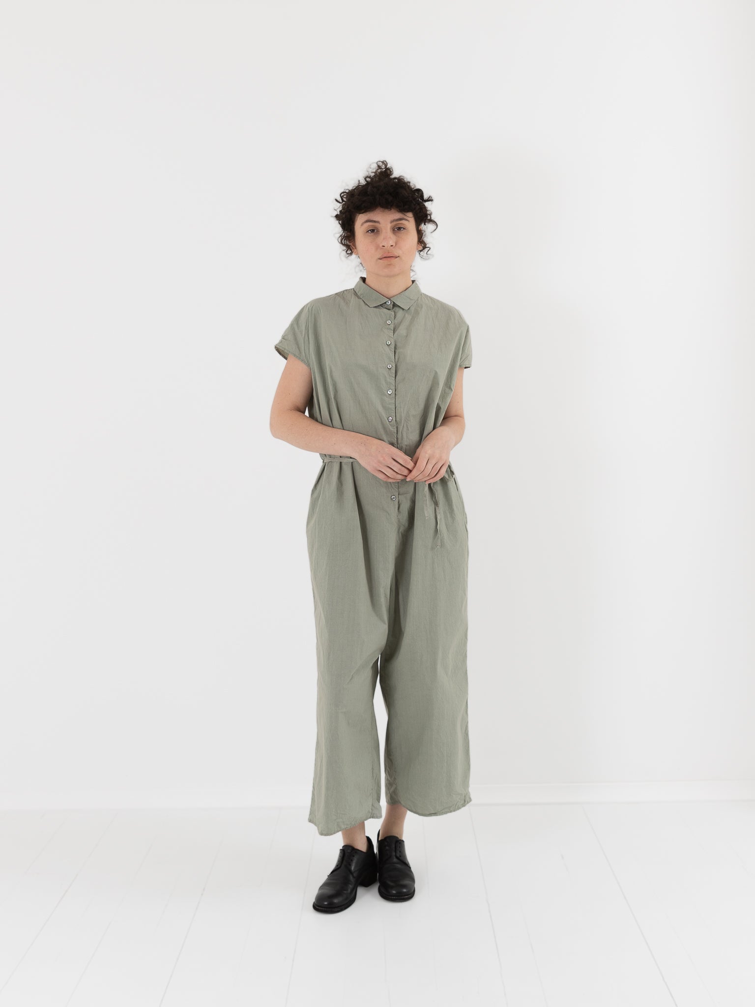 Album di Famiglia Collar Jumpsuit in Sage TC - ALBUM DI FAMIGLIA at Worthwhile - shop JUMPSUIT