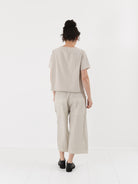 Album di Famiglia Wide & Short Trousers in Pebble CC - ALBUM DI FAMIGLIA at Worthwhile - shop PANT