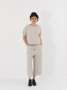 Album di Famiglia Wide & Short Trousers in Pebble CC - ALBUM DI FAMIGLIA at Worthwhile - shop PANT