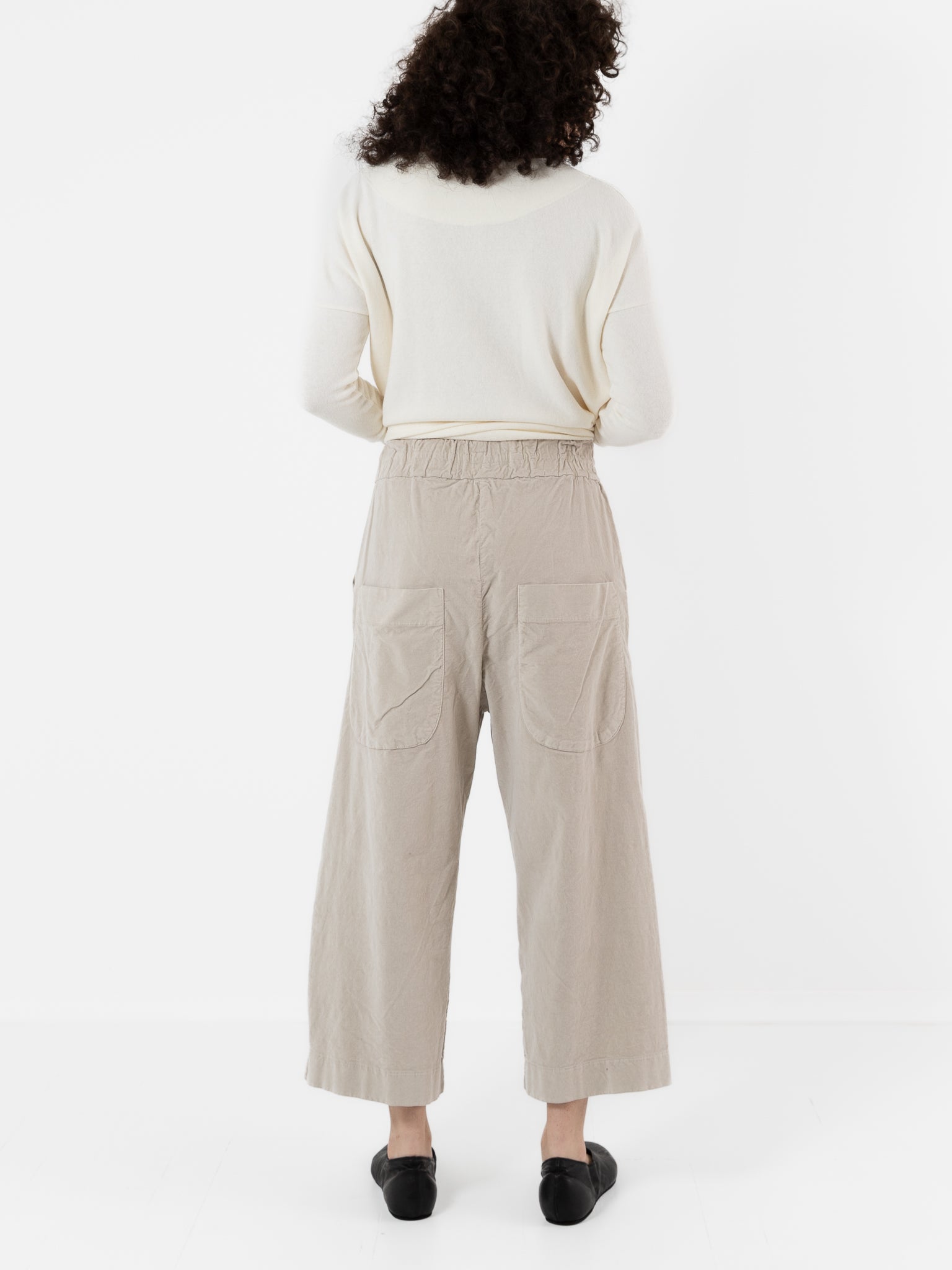 Album di Famiglia Velvet Wide & Short Trousers in Oatmeal - ALBUM DI FAMIGLIA at Worthwhile - shop PANT