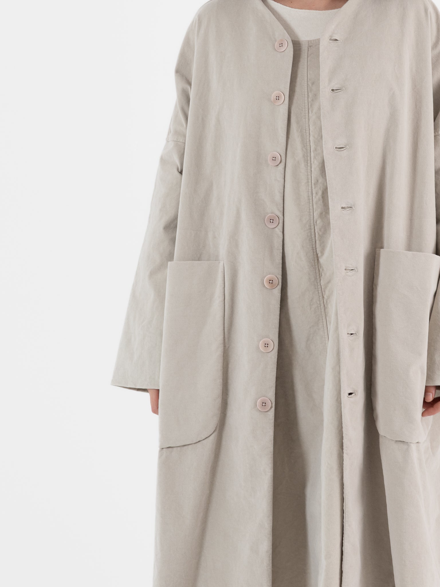 Album Di Famiglia Velvet New Loose Coat in Oatmeal at Worthwhile