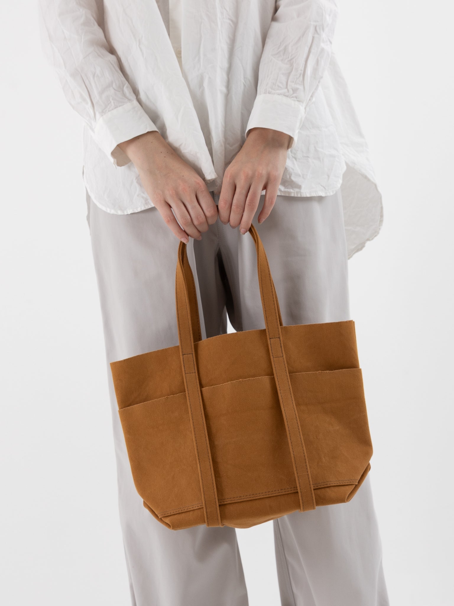 Amiacalva 6 Pocket Small Tote in Mustard - AMIACALVA at Worthwhile - shop BAG
