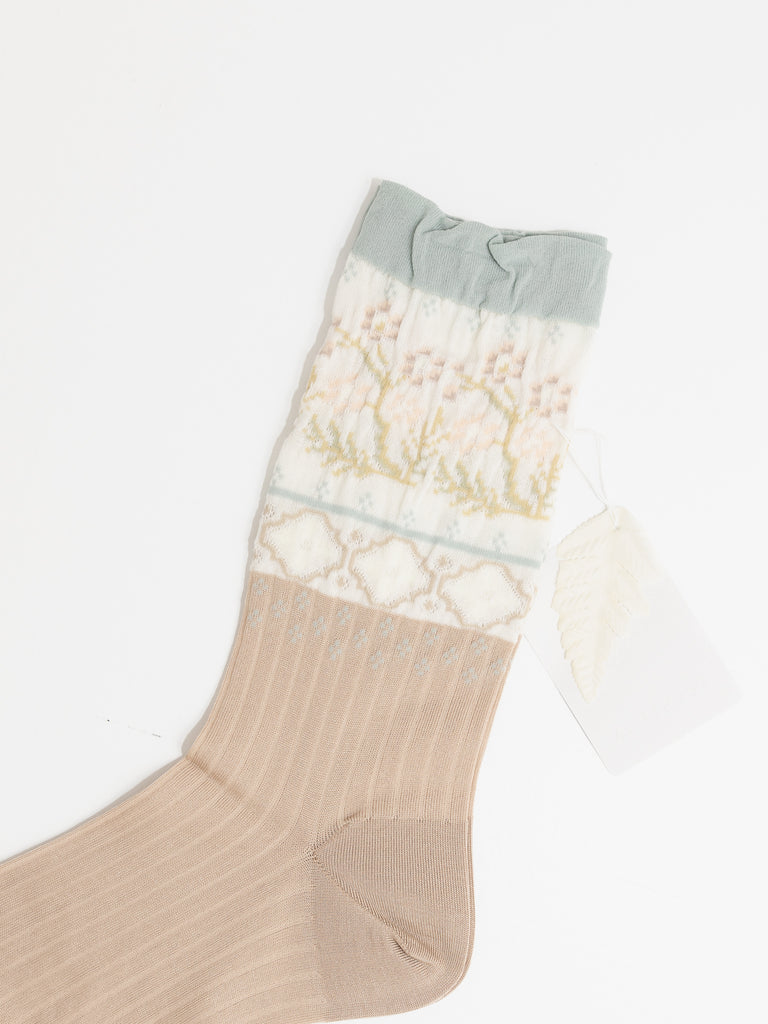 Antipast Floral Mosaic Socks, Beige - Worthwhile
