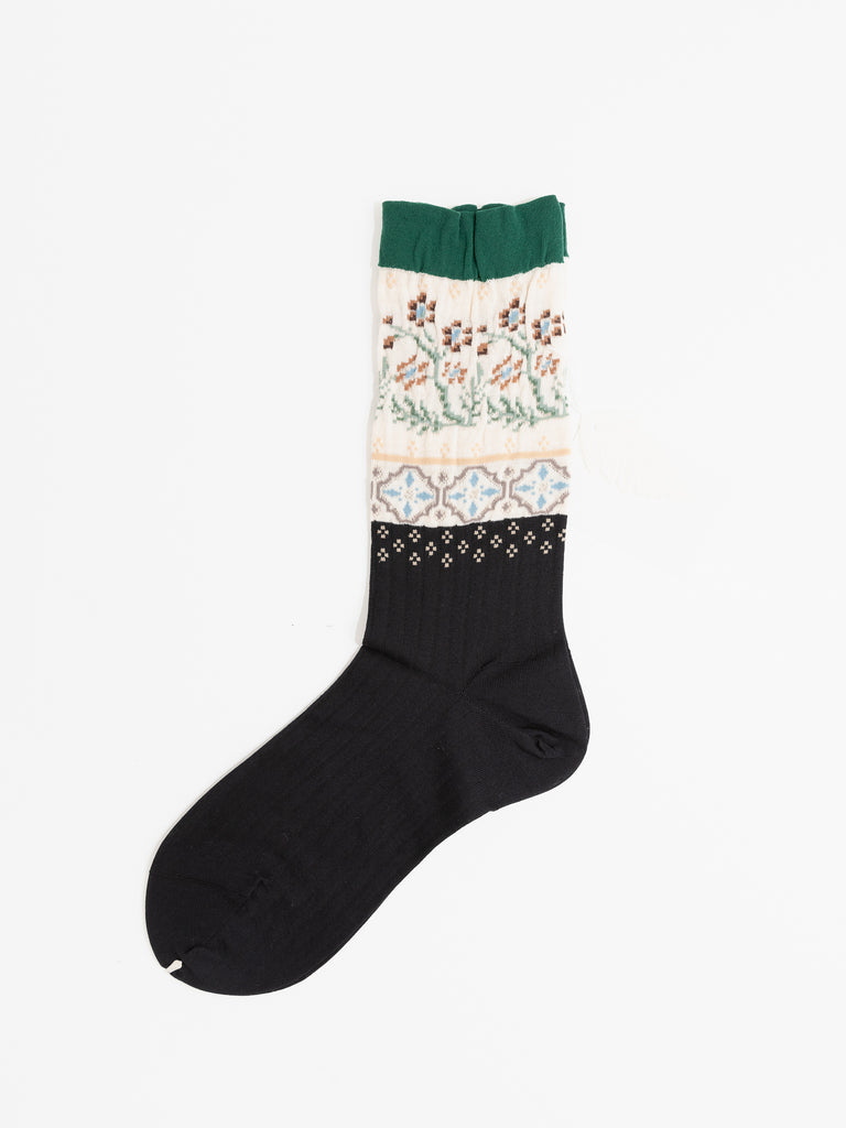 Antipast Floral Mosaic Socks, Black - Worthwhile