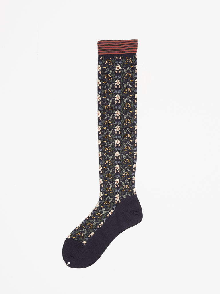Antipast Wall Flower High Socks, Navy - Worthwhile
