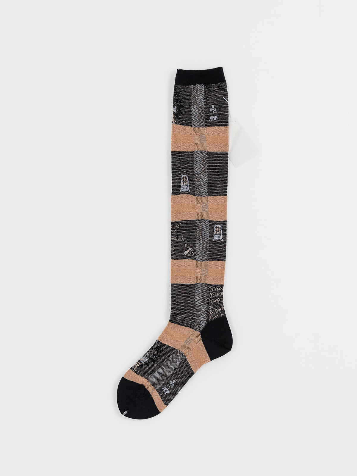 Antipast Darning Check High Socks in Black - ANTIPAST at Worthwhile - shop SOCK