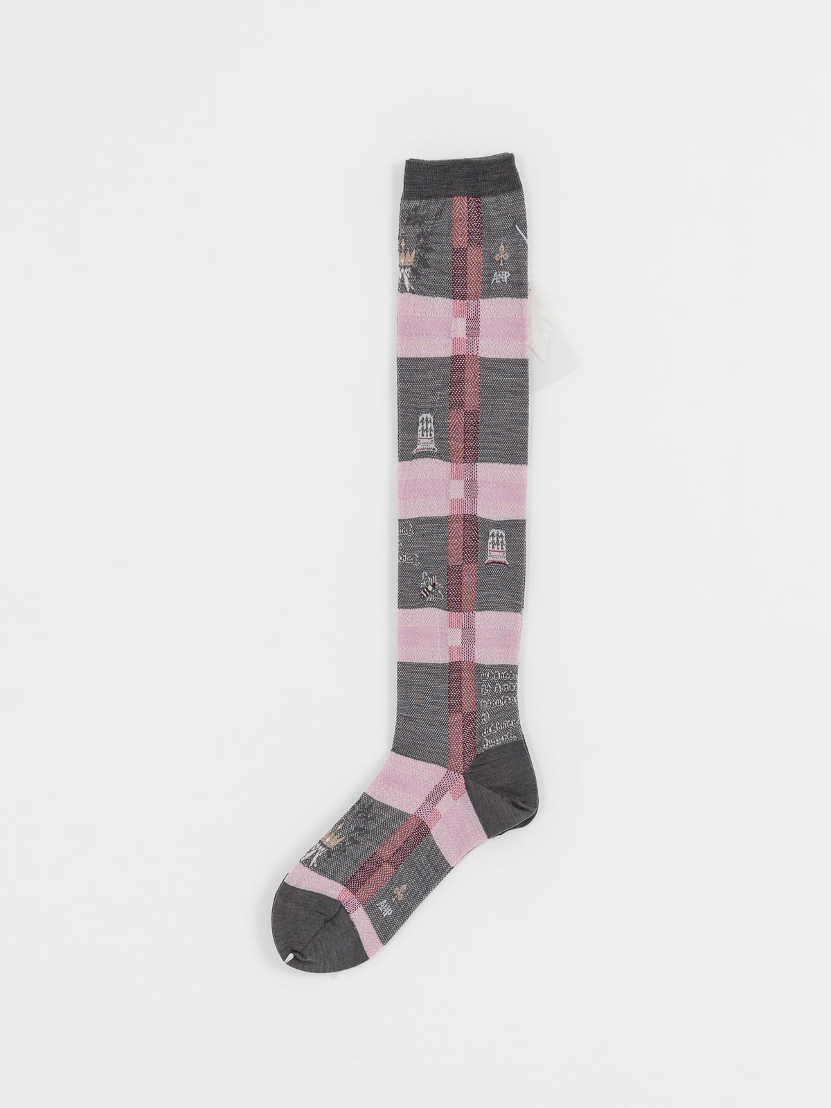 Antipast Darning Check High Socks in Grey - ANTIPAST at Worthwhile - shop SOCK