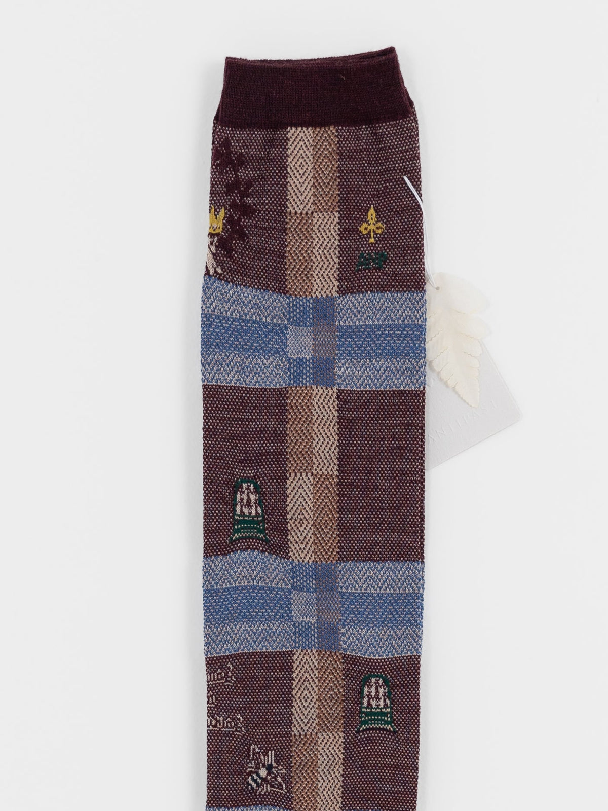Antipast Darning Check High Socks in Wine - ANTIPAST at Worthwhile - shop SOCK