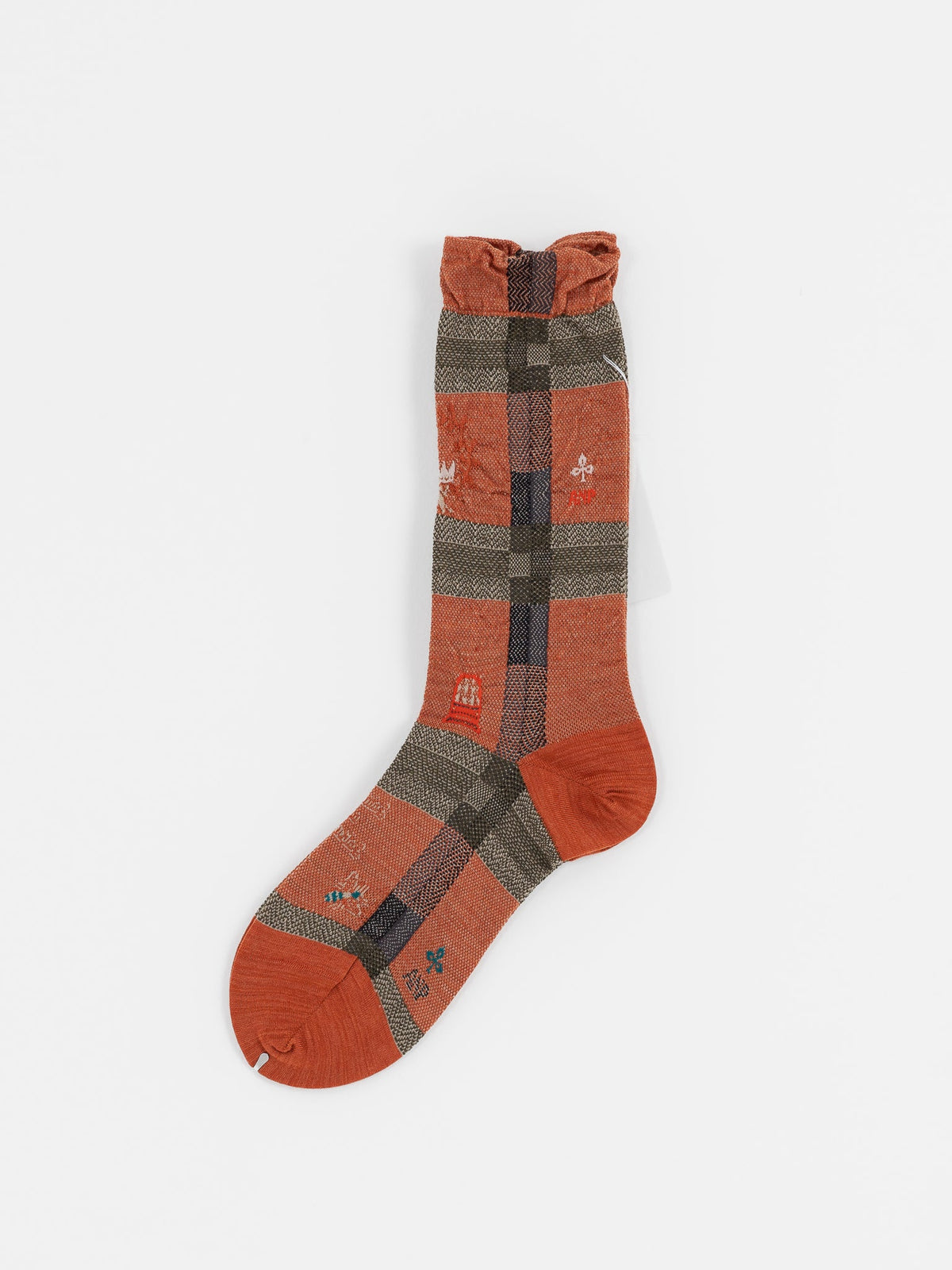 Antipast Darning Check Socks in Orange - ANTIPAST at Worthwhile - shop SOCK