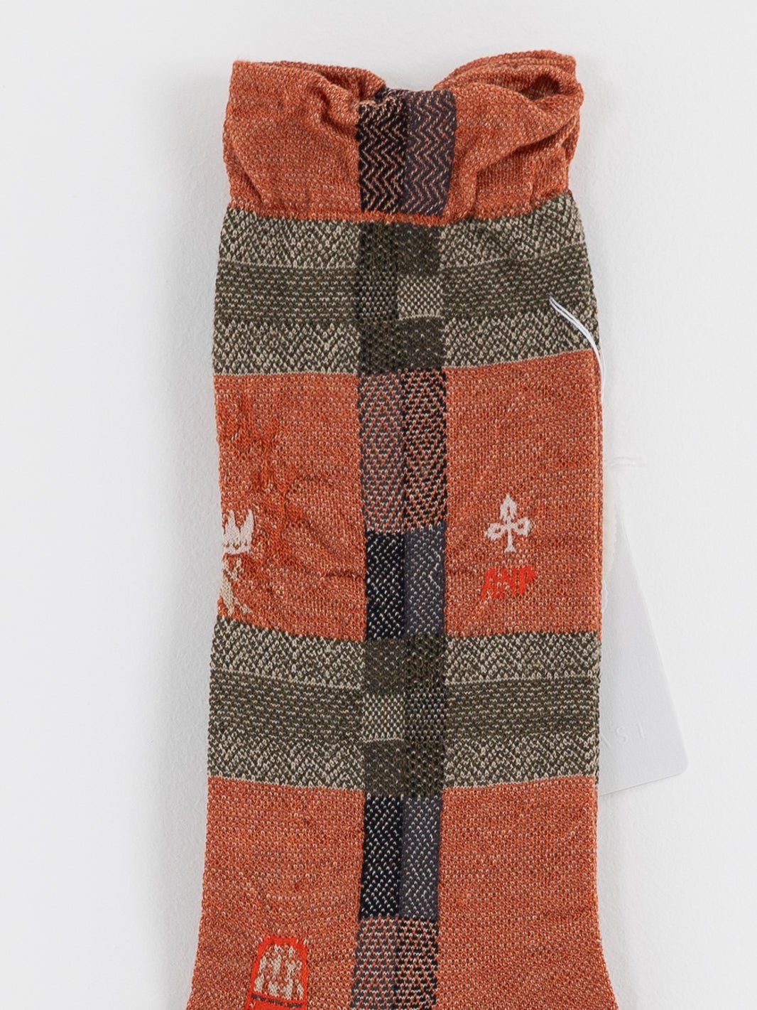 Antipast Darning Check Socks in Orange - ANTIPAST at Worthwhile - shop SOCK