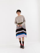 AODRESS Multi Stripe Patchwork Dress No. 10 in Pearl Grey - AODRESS at Worthwhile - shop DRESS