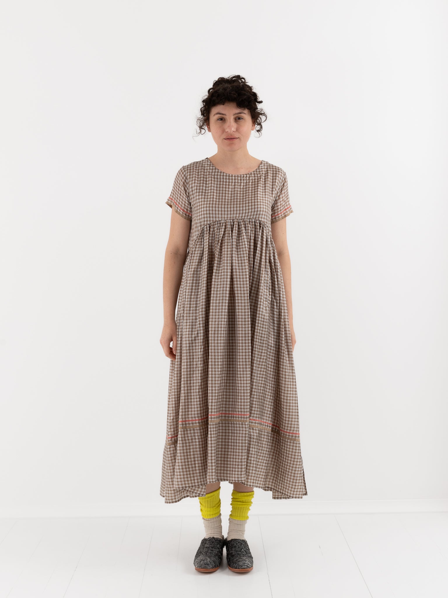 AODRESS Gather Garden Dress No. 61 in Mocha Check - AODRESS at Worthwhile - shop DRESS