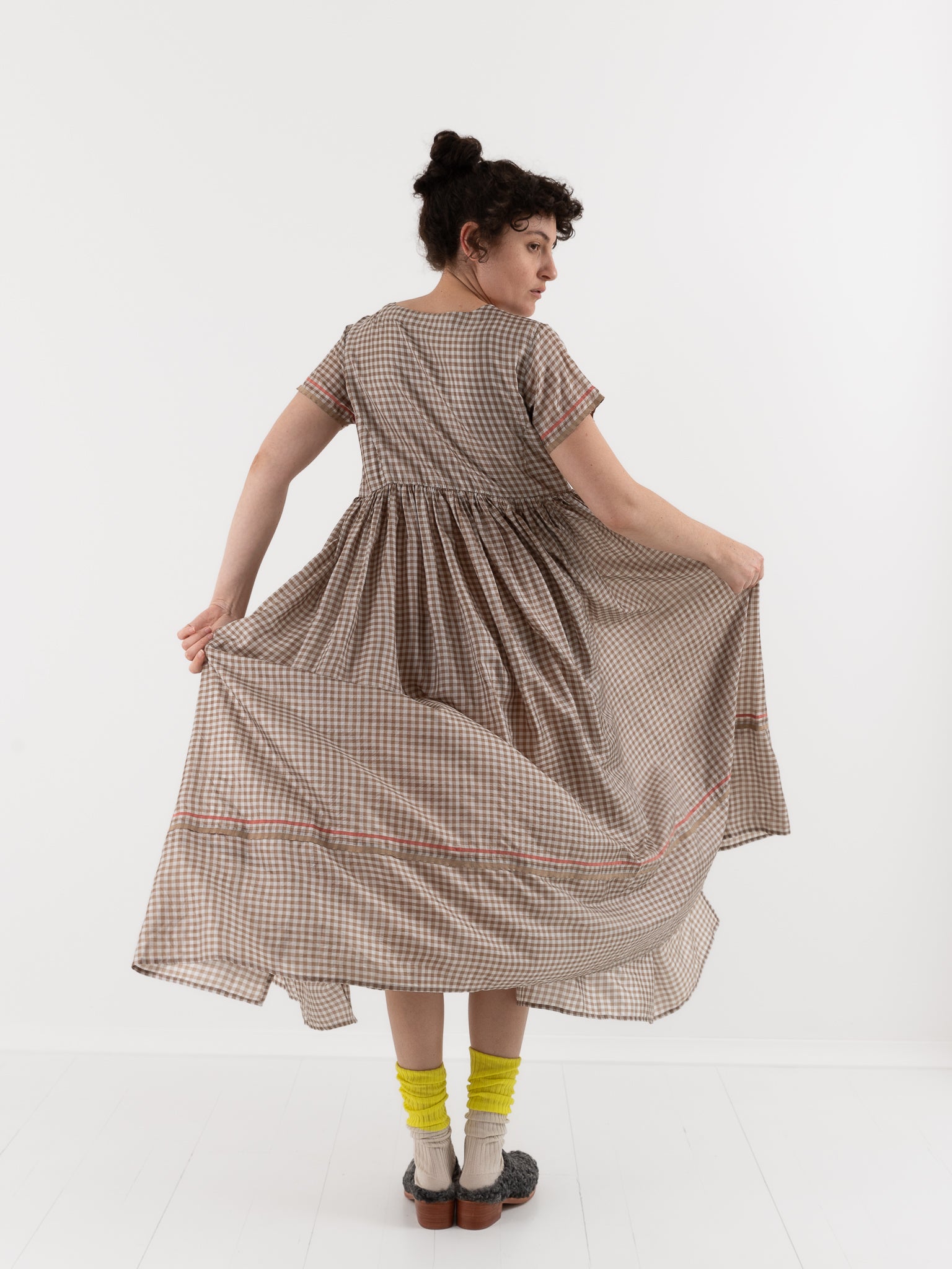 AODRESS Gather Garden Dress No. 61 in Mocha Check - AODRESS at Worthwhile - shop DRESS