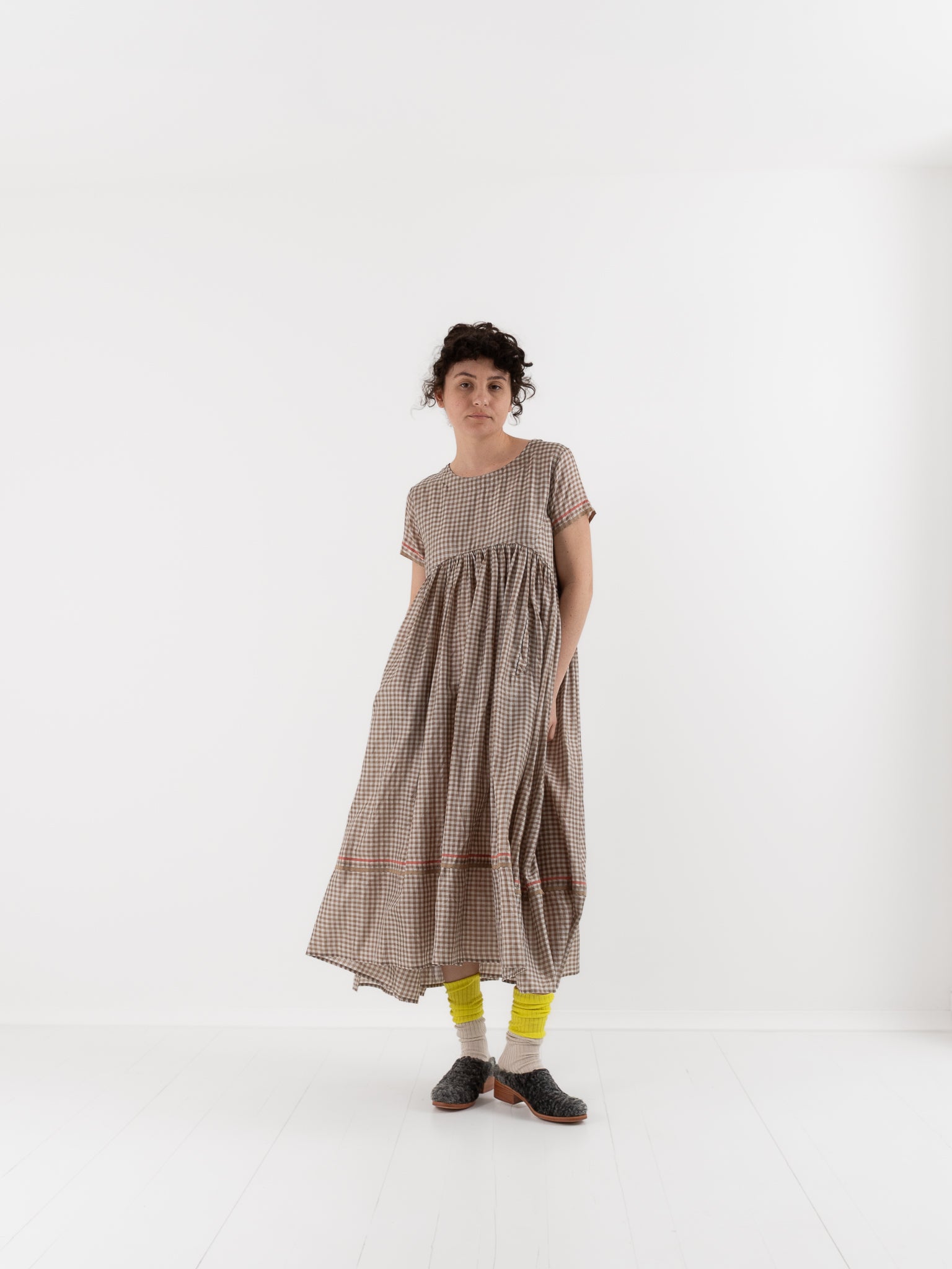 AODRESS Gather Garden Dress No. 61 in Mocha Check - AODRESS at Worthwhile - shop DRESS
