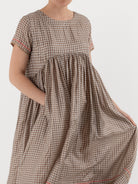 AODRESS Gather Garden Dress No. 61 in Mocha Check - AODRESS at Worthwhile - shop DRESS