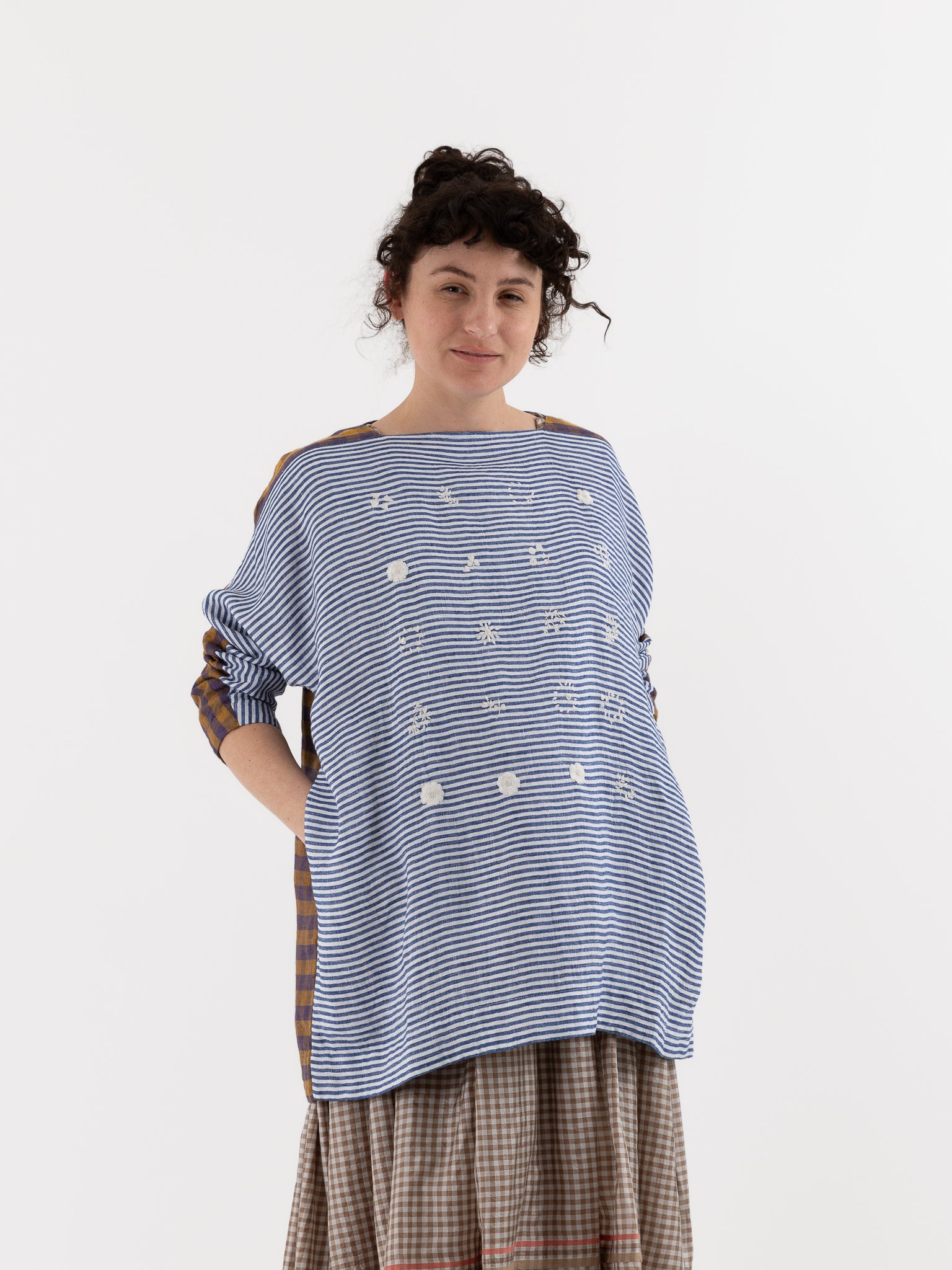 AODRESS Speciman Tunic No. 19 in Lapis Thin Stripe - AODRESS at Worthwhile - shop TUNIC