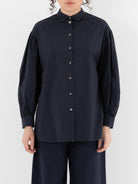 Arts & Science Bulky Gather Shirt in Navy - ARTS & SCIENCE at Worthwhile - shop Unclassified