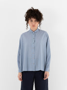 Arts & Science Granny Line Box Shirt in Vintage Saxe Blue - ARTS & SCIENCE at Worthwhile - shop TOP