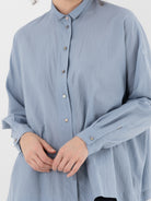 Arts & Science Granny Line Box Shirt in Vintage Saxe Blue - ARTS & SCIENCE at Worthwhile - shop TOP