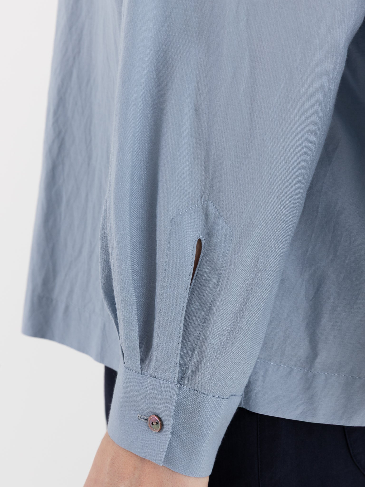 Arts & Science Granny Line Box Shirt in Vintage Saxe Blue - ARTS & SCIENCE at Worthwhile - shop TOP