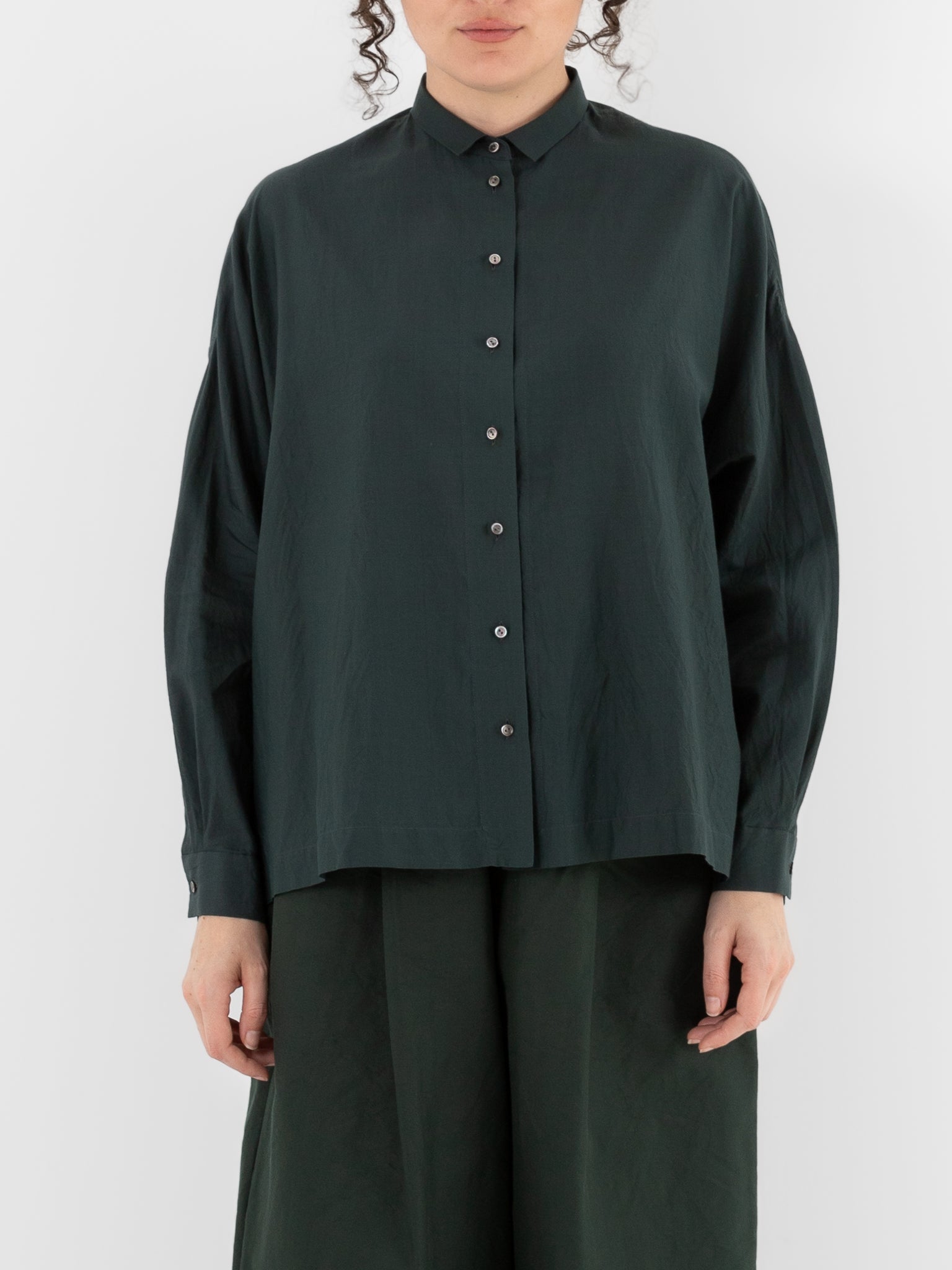 Arts & Science Granny Line Box Shirt in Dark Forest Green - ARTS & SCIENCE at Worthwhile - shop TOP