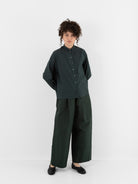 Arts & Science Granny Line Box Shirt in Dark Forest Green - ARTS & SCIENCE at Worthwhile - shop TOP
