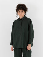 Arts & Science Back Gather Shirt Jacket in Dark Forest Green - ARTS & SCIENCE at Worthwhile - shop JACKET