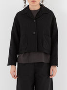 Arts & Science Big Collar Short Jacket in Black - ARTS & SCIENCE at Worthwhile - shop JACKET