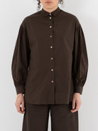 Arts & Science Bulky Gather Shirt in Brown - ARTS & SCIENCE at Worthwhile - shop Unclassified