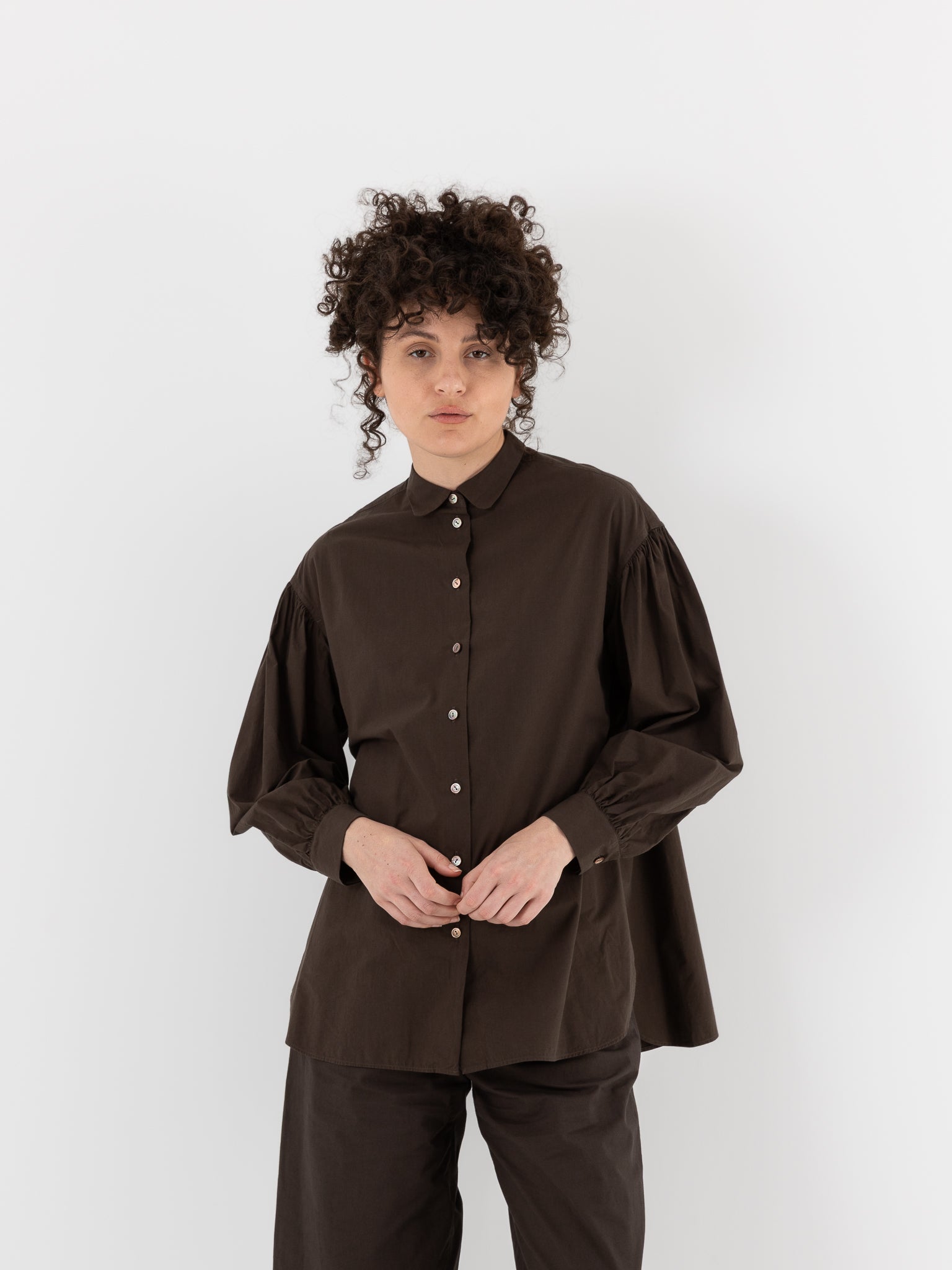 Arts & Science Bulky Gather Shirt in Brown - ARTS & SCIENCE at Worthwhile - shop Unclassified