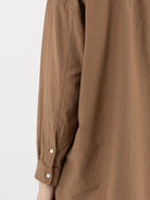 Arts & Science Band Collar Simple Shirt in Dark Mocha Beige - ARTS & SCIENCE at Worthwhile - shop TOP