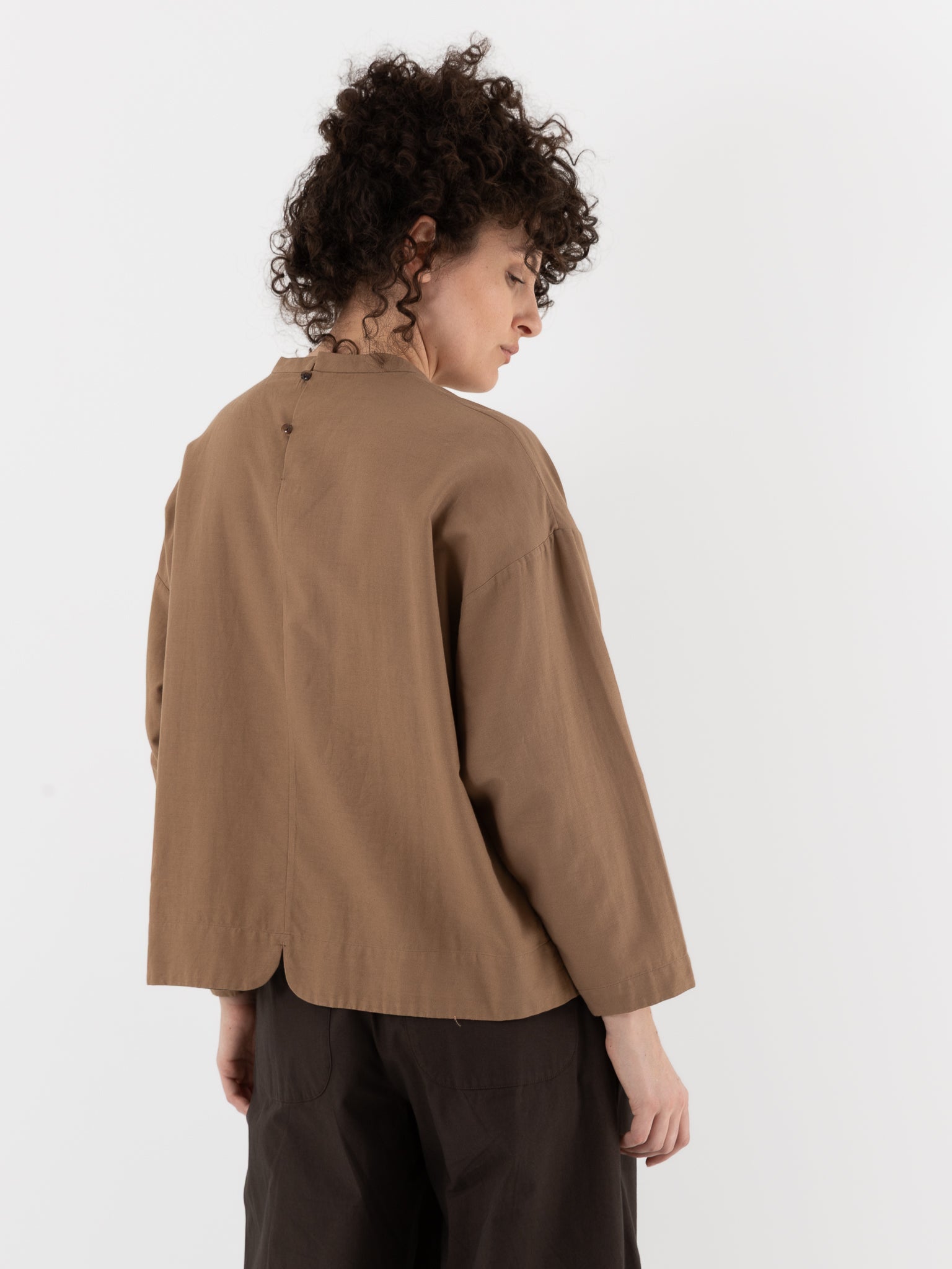 Arts & Science Bulky Slip - On Blouse in Dark Mocha Beige - ARTS & SCIENCE at Worthwhile - shop TOP