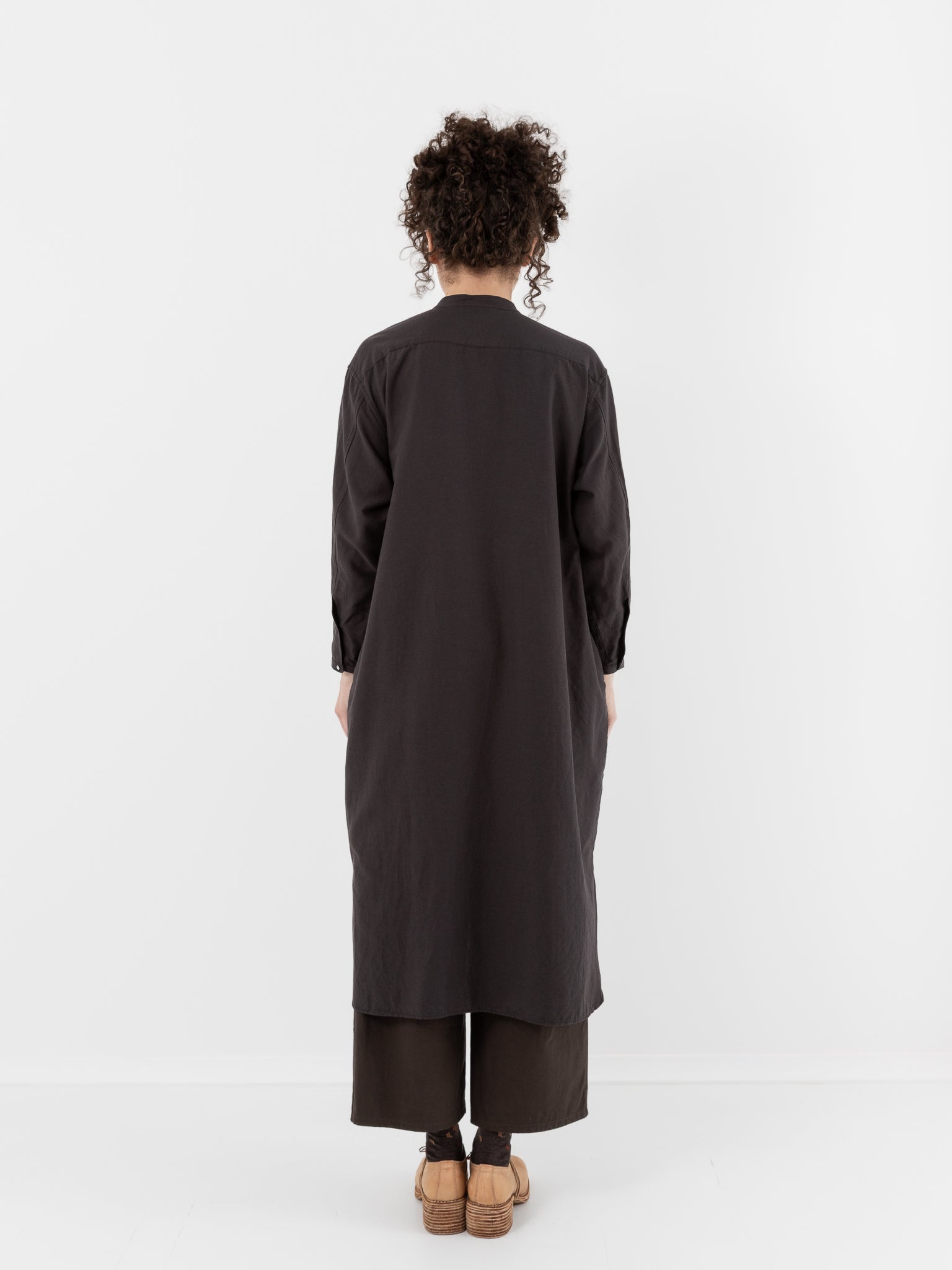 Arts & Science Front Open Night Shirt Long in Vintage Black - ARTS & SCIENCE at Worthwhile - shop TOP