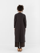 Arts & Science Front Open Night Shirt Long in Vintage Black - ARTS & SCIENCE at Worthwhile - shop TOP