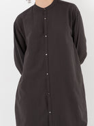 Arts & Science Front Open Night Shirt Long in Vintage Black - ARTS & SCIENCE at Worthwhile - shop TOP