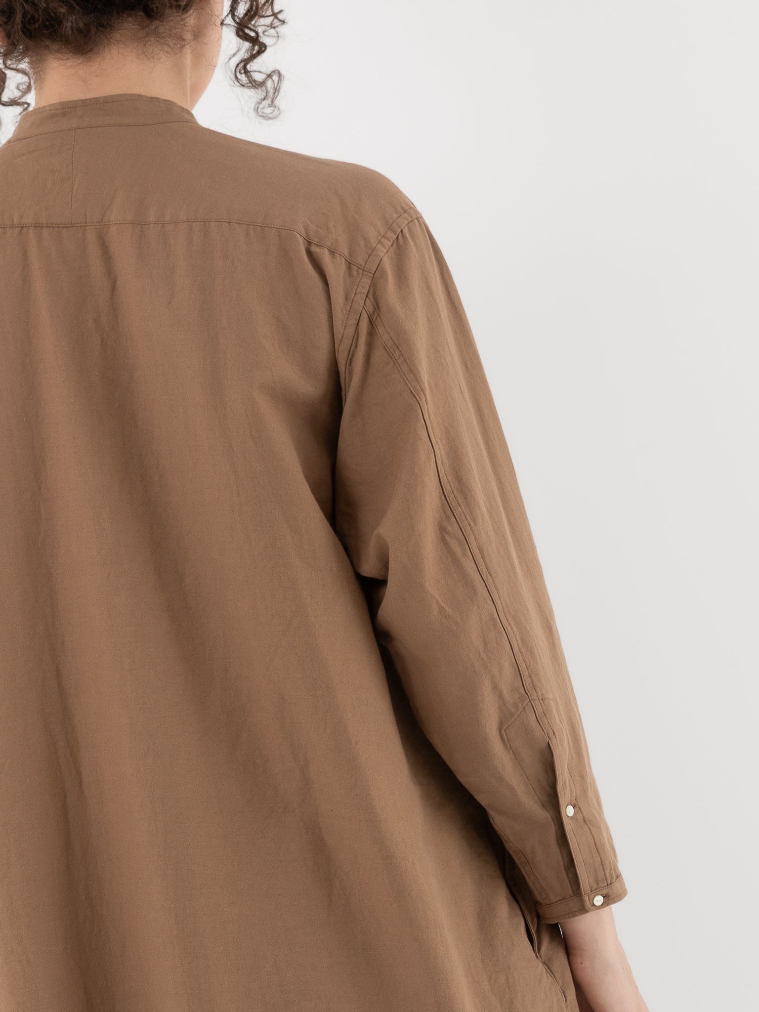 Arts & Science Front Open Night Shirt Long in Dark Mocha Beige - ARTS & SCIENCE at Worthwhile - shop TOP